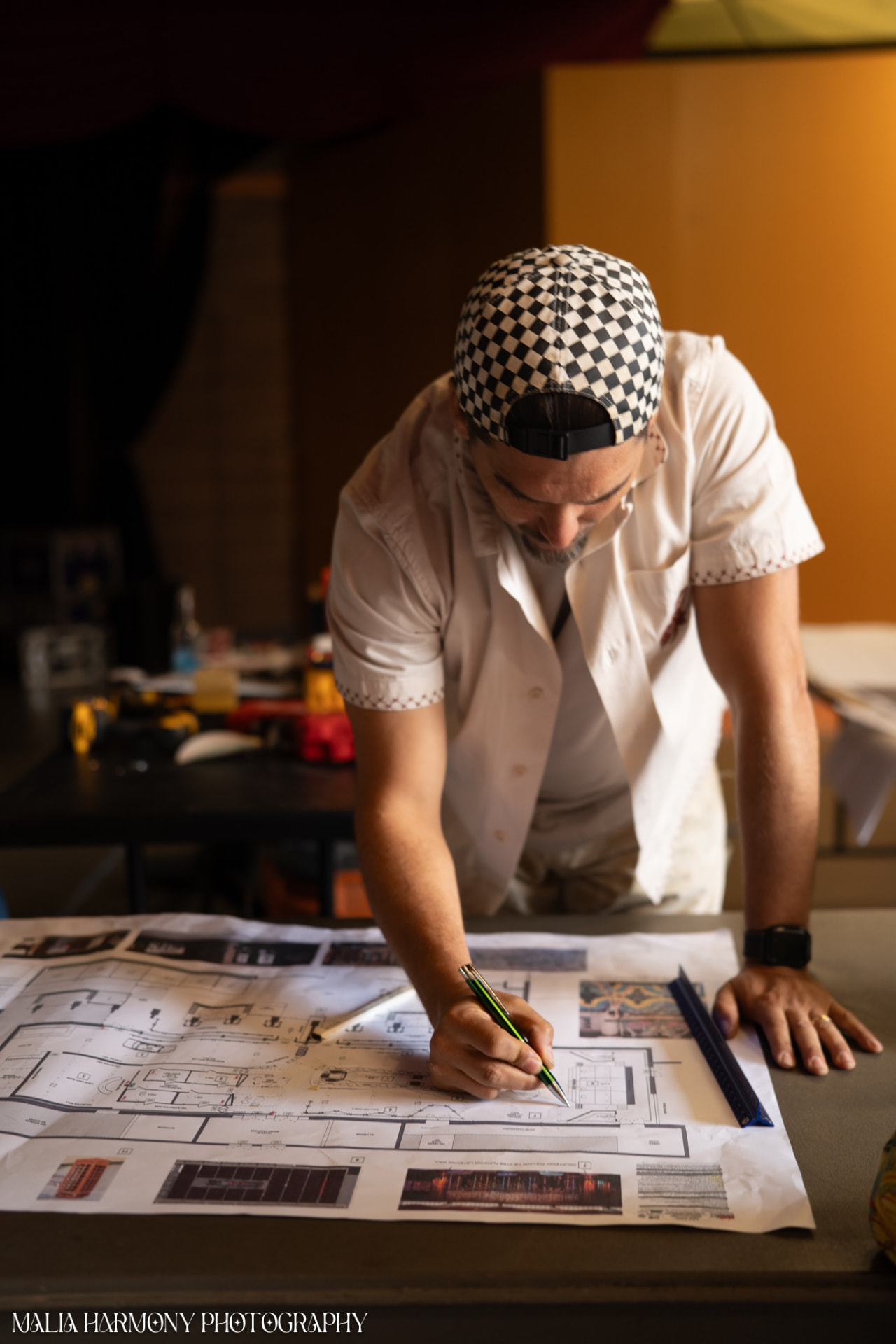 Brian Scharf at the drawing table