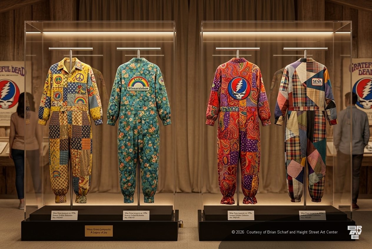 Historic stagewear displayed inside the Forever Grateful exhibition