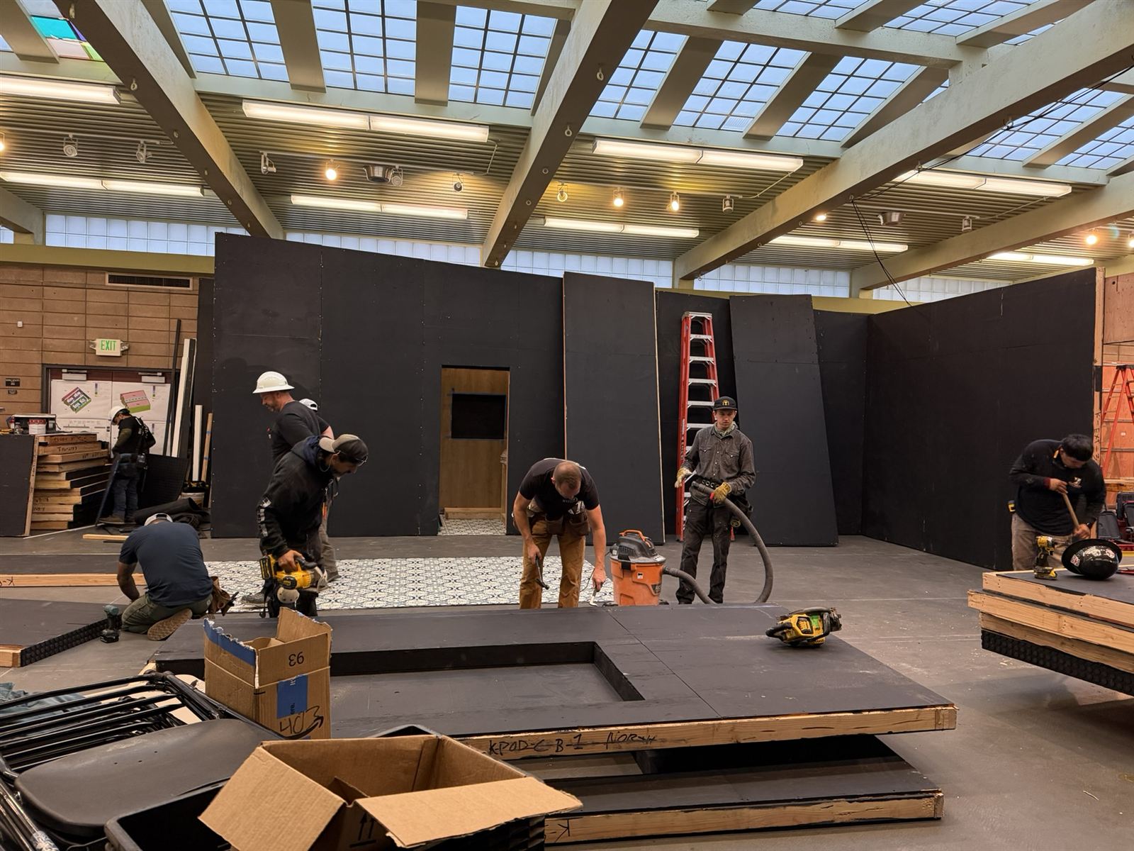 Walls going up around the bus.