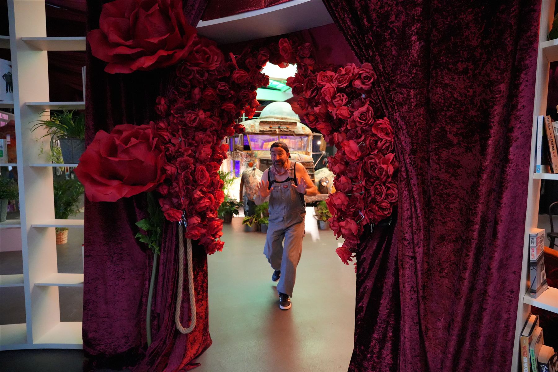 Rose-lined entry tunnel